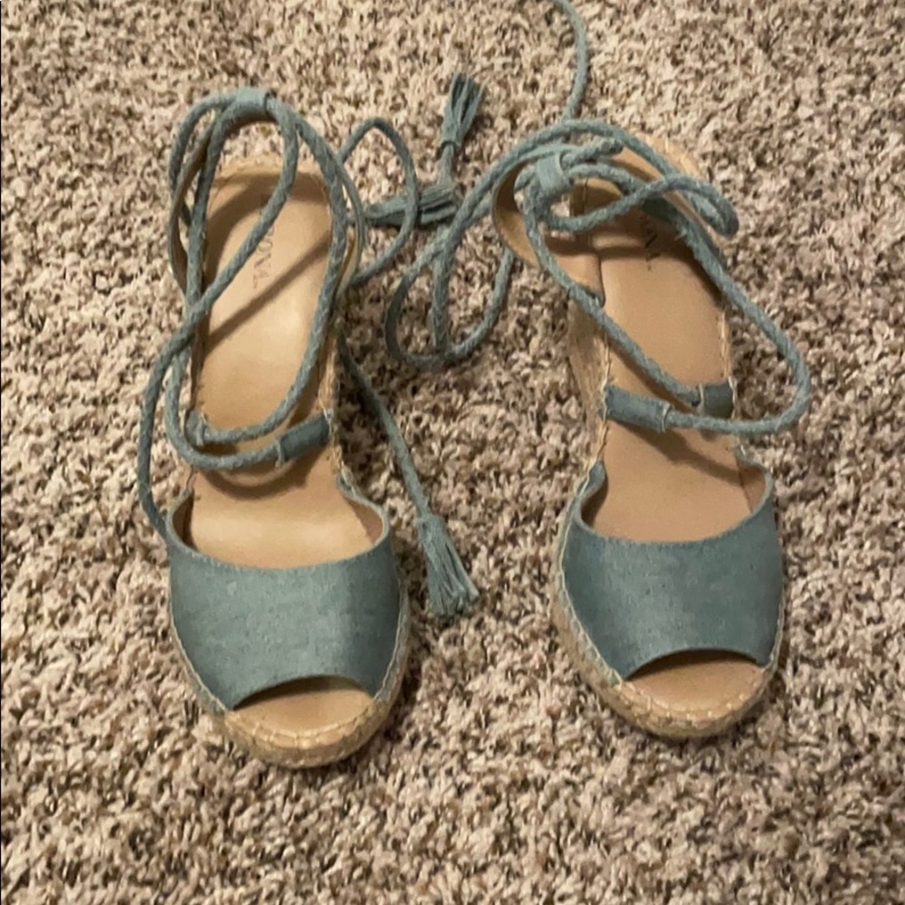 Denim espadrilles wedges